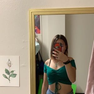 ruched green crop top